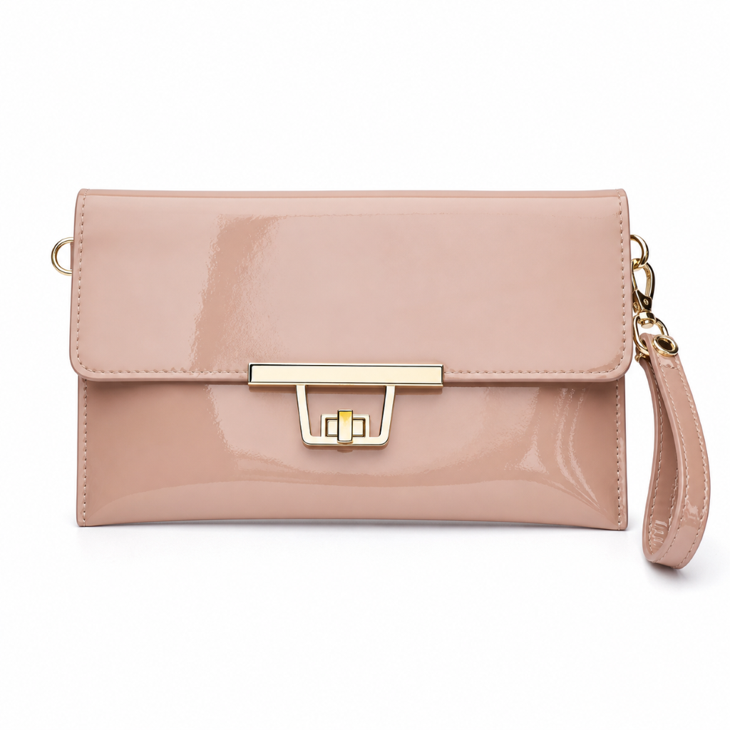 Marcella Blush Patent Look Day/Evening Bag
