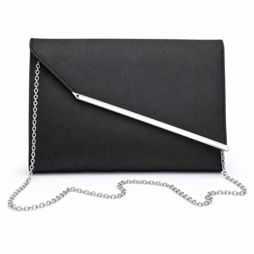 Biella Matte Black Envelope Evening Bag