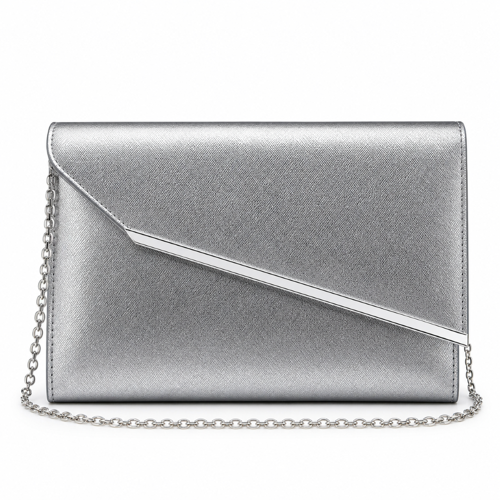 Biella Silver Envelope Evening Bag