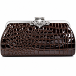 Mallerey Chocolate Brown Imitation Croc Evening Bag