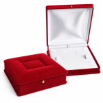Red Faux Velvet Jewellery Keepsake Box.
