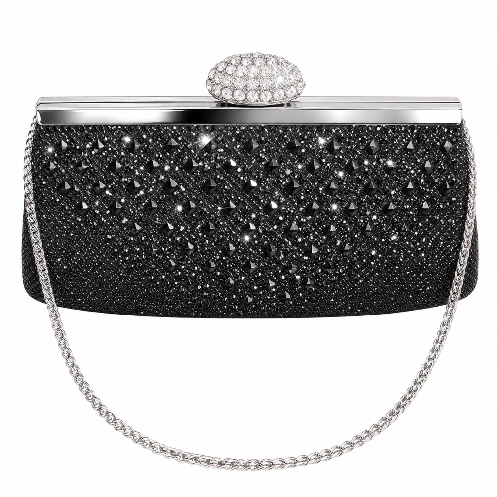 Vivienne Black Rhinestone Evening Bag