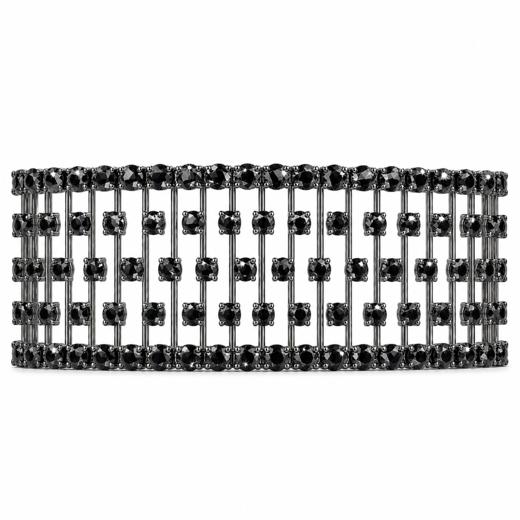 Melody Black Rhinestone Stretch Cuff/Bracelet