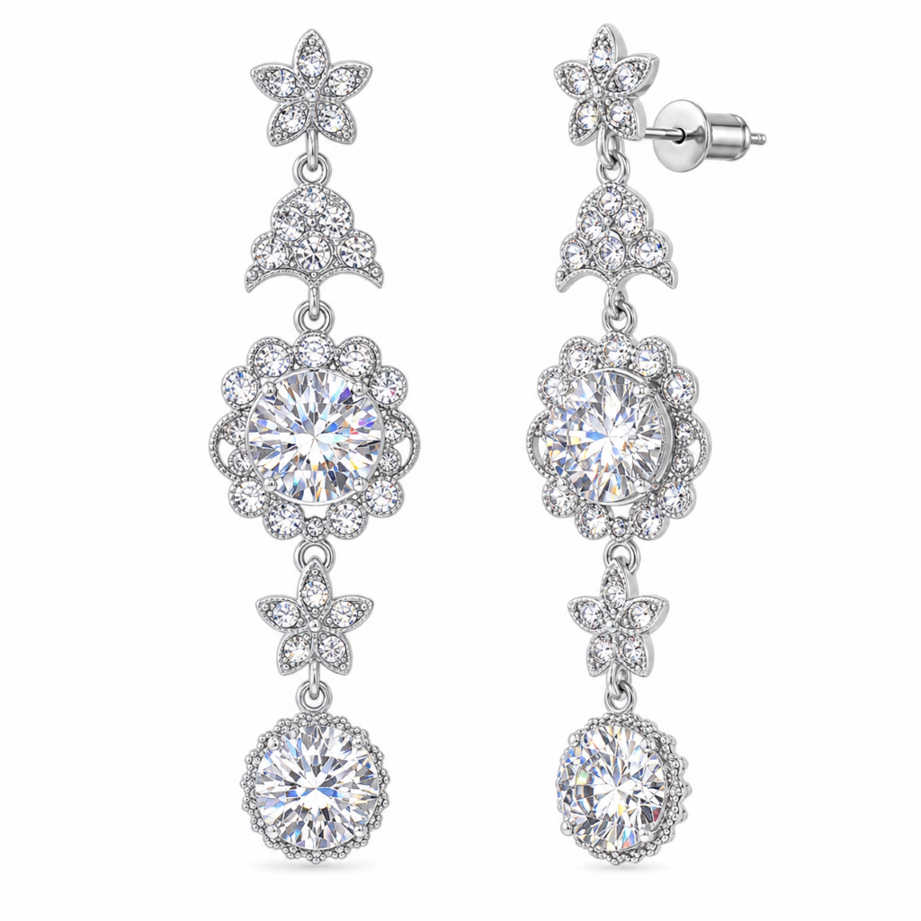 Modelle Rhinestone Bridal Chandelier Earrings