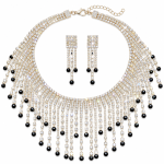 Kinsley Black & Rhinestone Collar Necklace Set