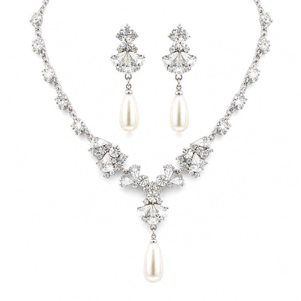Logan Pearl & Rhinestone Necklace Set