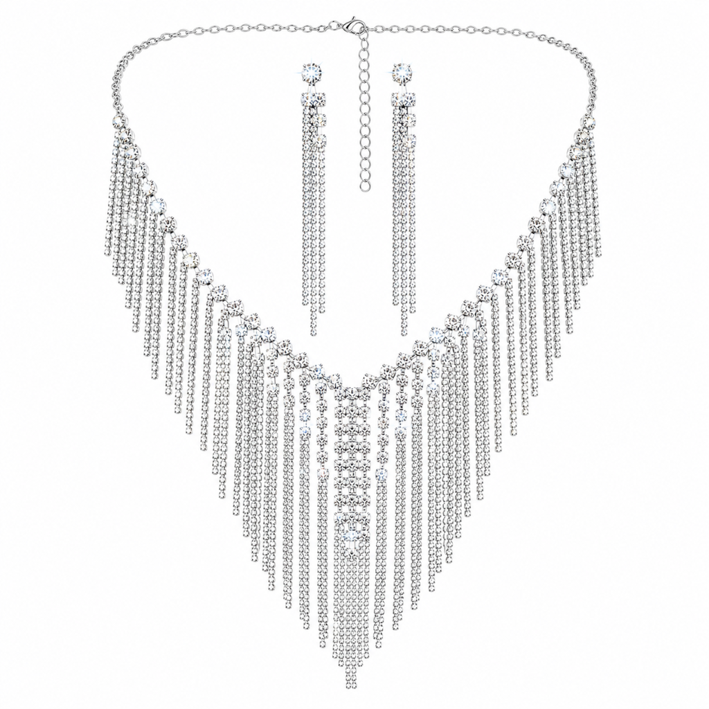 Valenti Fringe Strand Rhinestone Necklace Set
