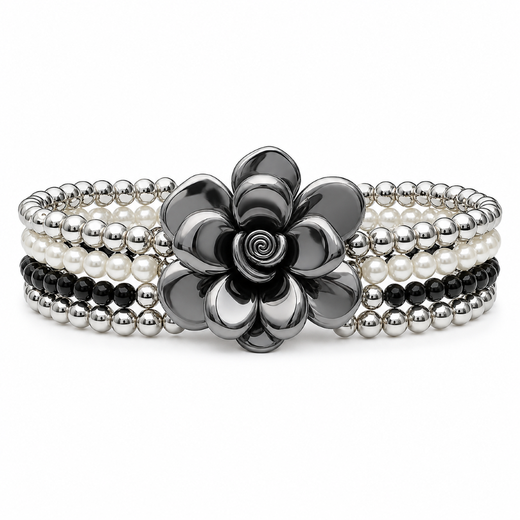 Dahlia Pearl & Beaded Stretch Bracelet