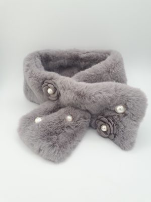Pearl & Floral Faux Collar Grey