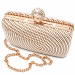 Verity Rose Gold Clutch With Pearls