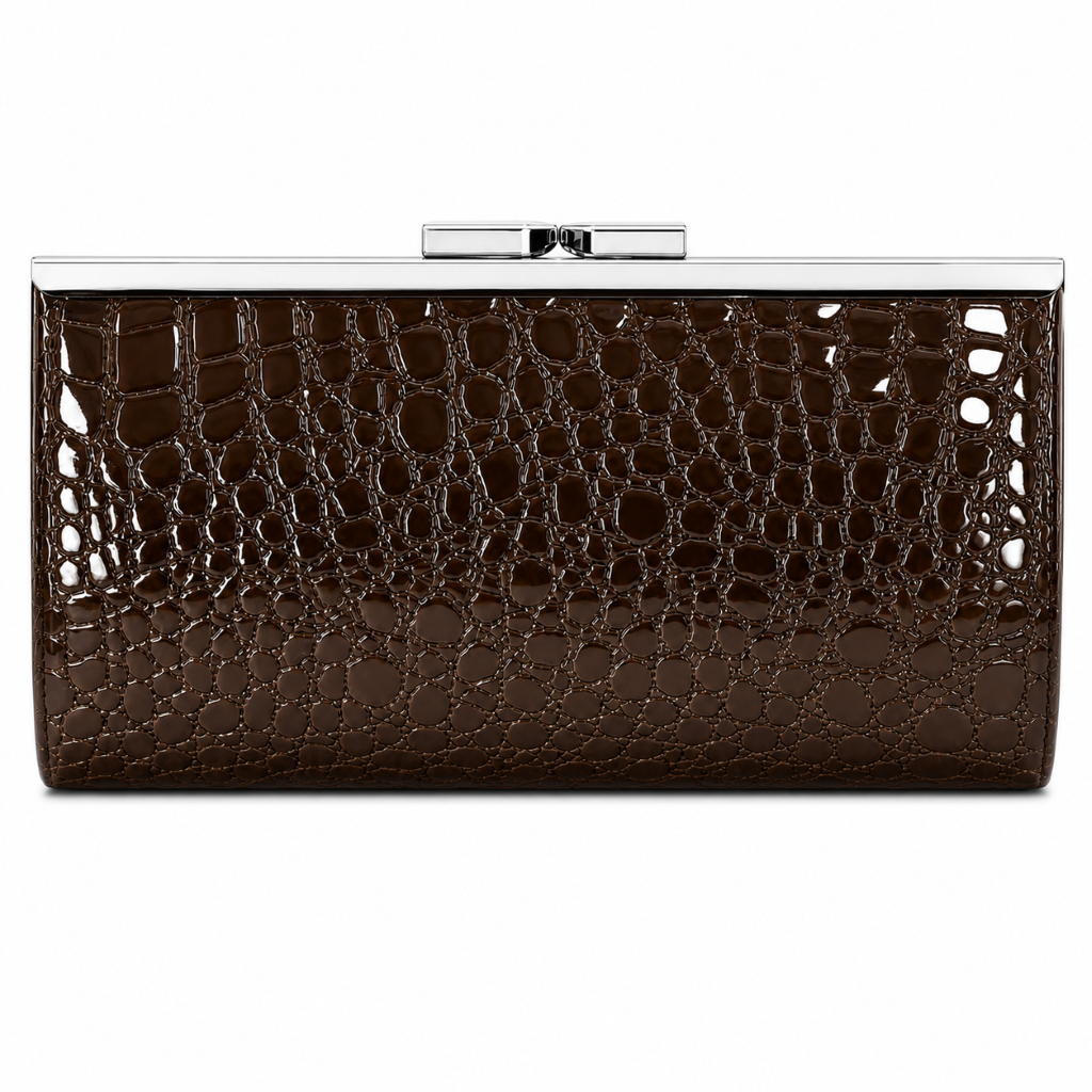 Dakota Imitation Croc Brown Evening Bag