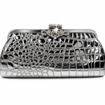 Mallerey Black Imitation Croc Evening Bag