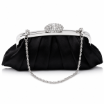 Margot Black Satin Evening Bag