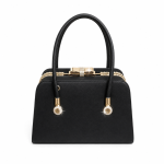Margaux Bow Top Matte Black Shoulder Bag