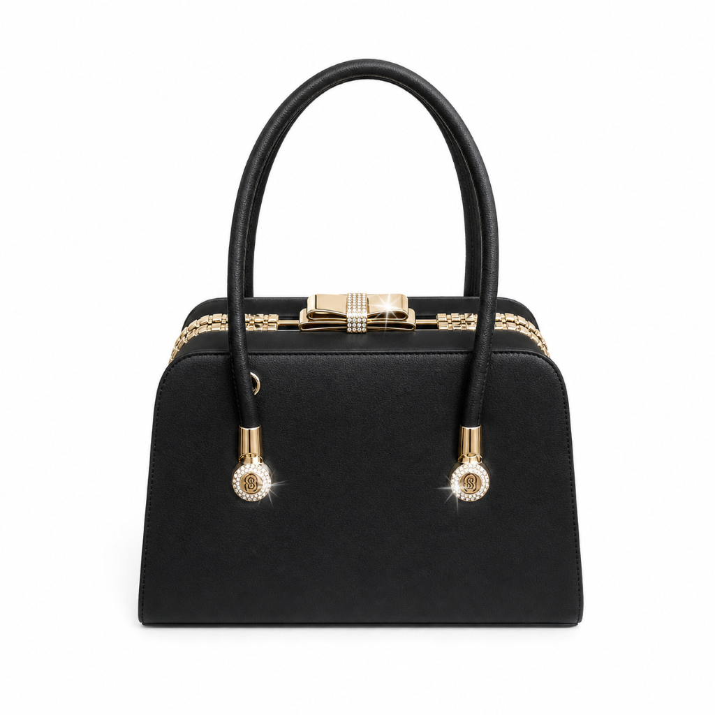 Margaux Bow Top Matte Black Shoulder Bag