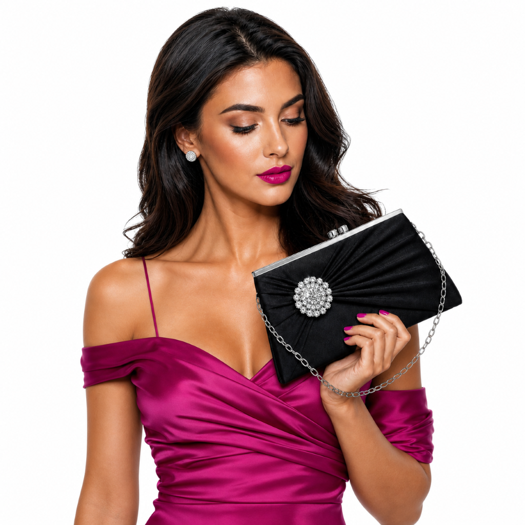 Celine Black Pleated Evening Bag