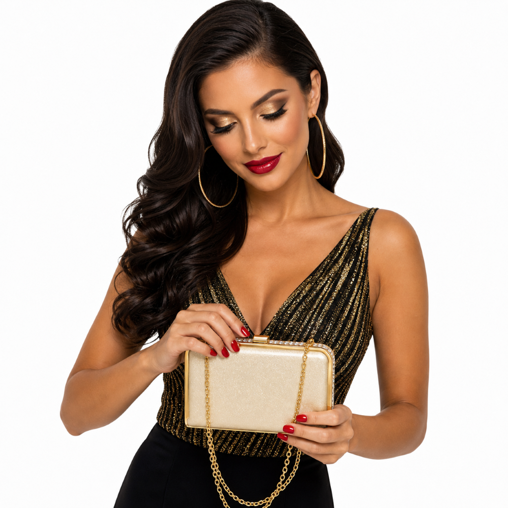 Khloe Gold Evening Bag